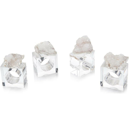 Geode Napkin Rings (set of four) by John-Richard. Made from crystal in a coastal style.