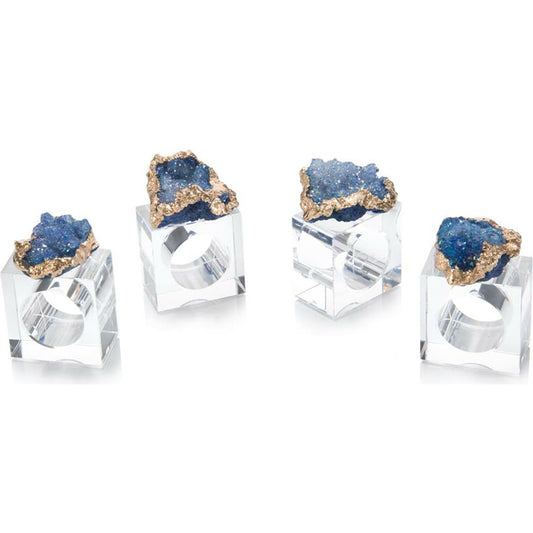 Geode Napkin Rings (set of four) by John-Richard. Made from crystal in a coastal style.