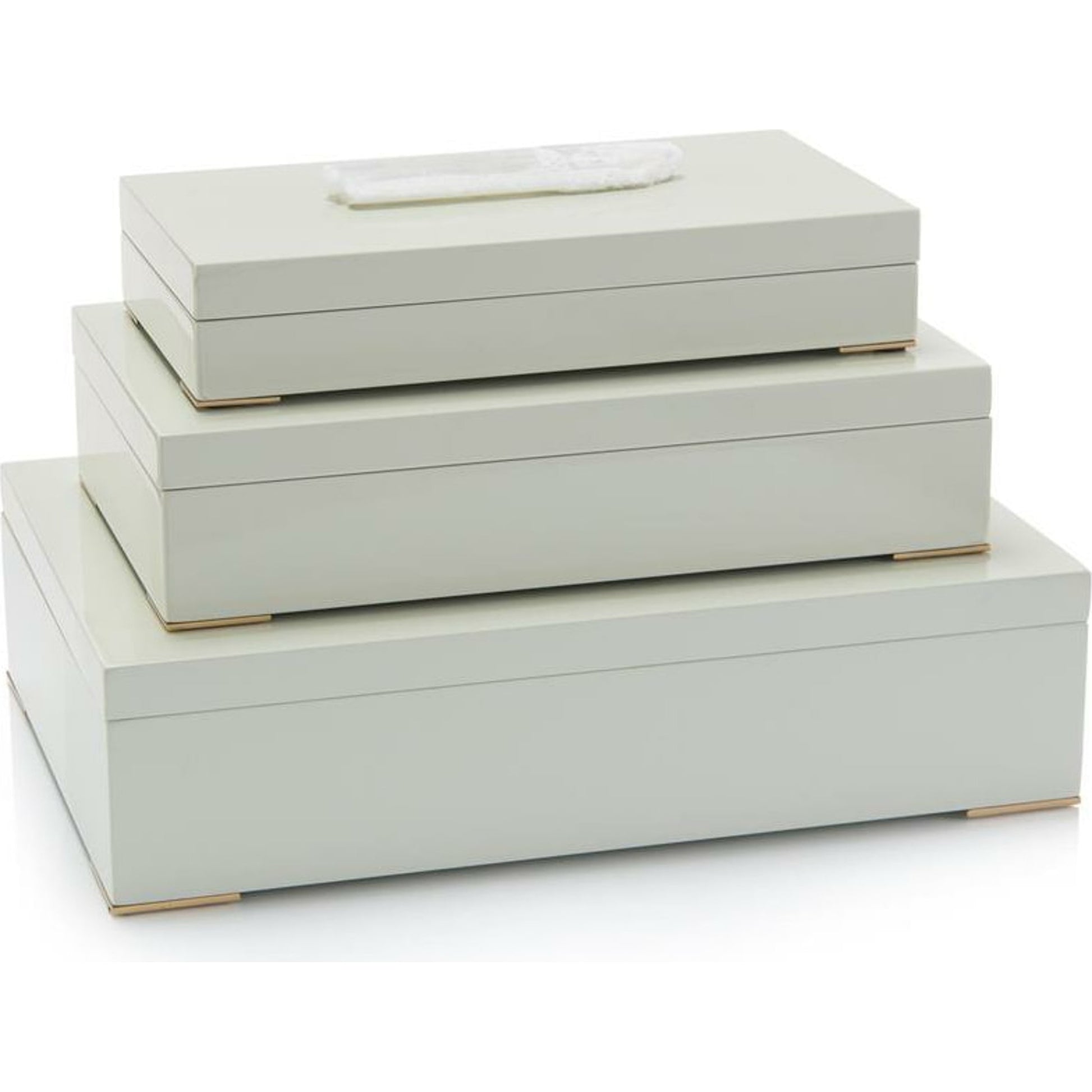 Boxes Topped in Selenite by John-Richard in natural. Made from unique in a transitional style.
