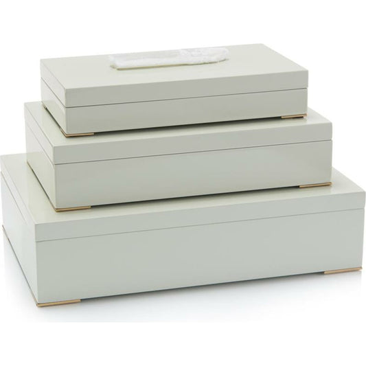 Boxes Topped in Selenite by John-Richard in natural. Made from unique in a transitional style.