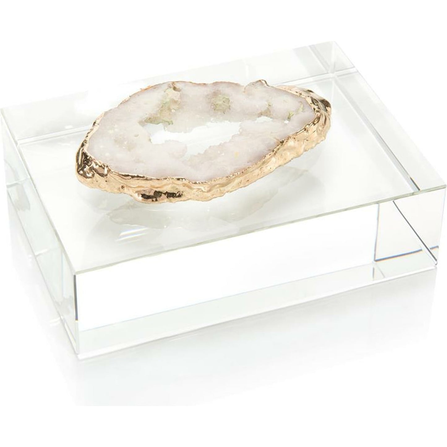 001 SR-866154 | Primary Silo | Geode on Crystal by John-Richard in clear, gold, white. Made from crystal in a eclectic & global style.