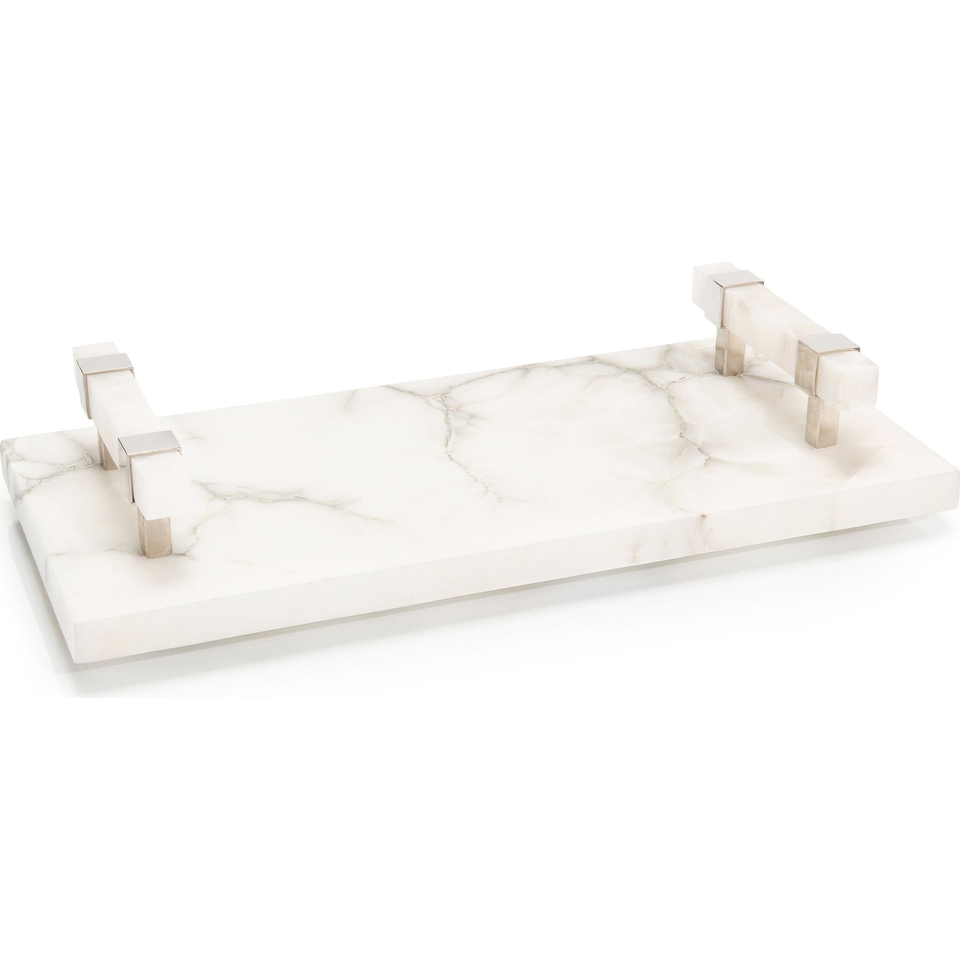 Alabaster Server by John-Richard in alabaster, nickel and white, polished nickel. Made from iron, alabaster in a eclectic & global style.