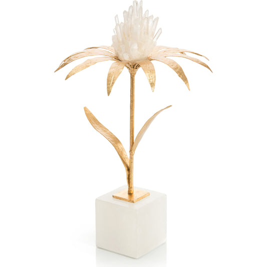 Quartz Daisey III by John-Richard in alabaster, gold and gold, white. Made from iron, alabaster, quartz in a eclectic & global style.