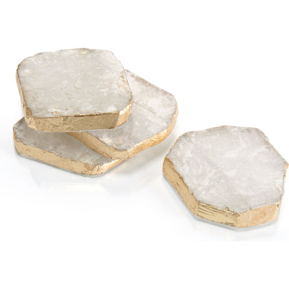 Selenite Coasters by John-Richard in gold and gold, translucent white. Made from selenite in a eclectic & global style.