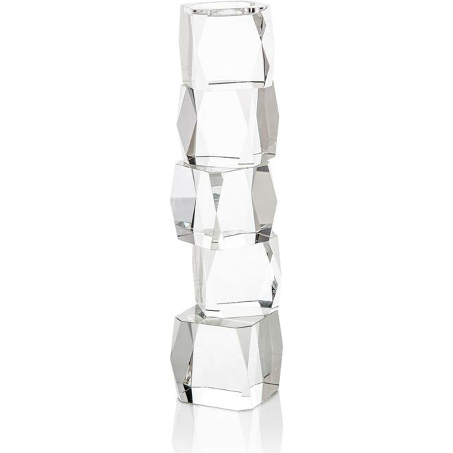 001 SR-863517 | Primary Silo | Crystal Cubist Candleholder by John-Richard in natural. Made from crystal in a modern style.
