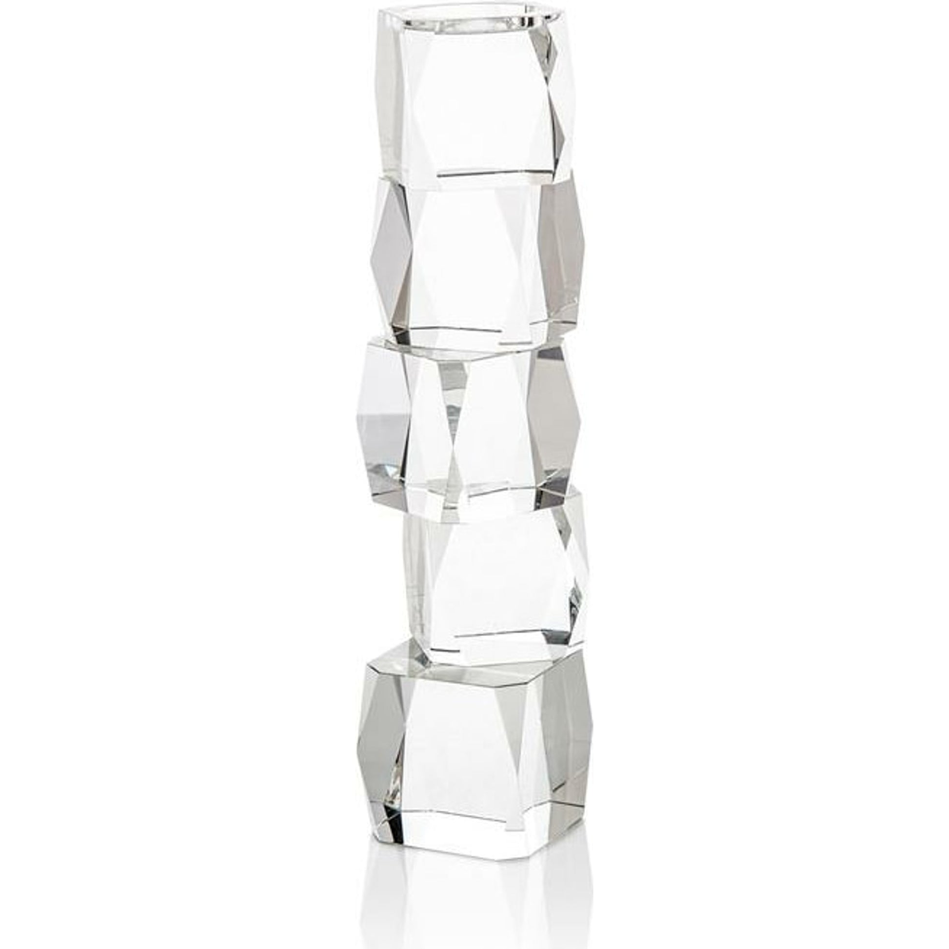 Crystal Cubist Candleholder by John-Richard in natural. Made from crystal in a modern style.
