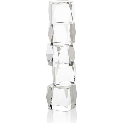 Crystal Cubist Candleholder by John-Richard in natural. Made from crystal in a modern style.