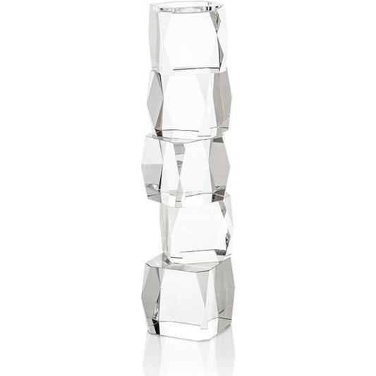 Crystal Cubist Candleholder by John-Richard in natural. Made from crystal in a modern style.