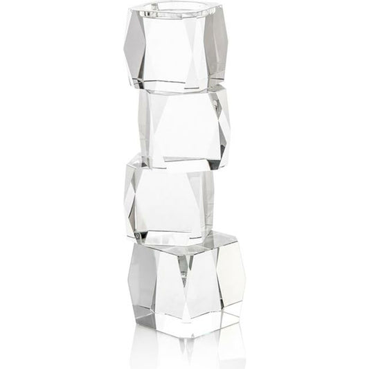 Crystal Cubist Candleholder by John-Richard in natural. Made from crystal in a modern style.
