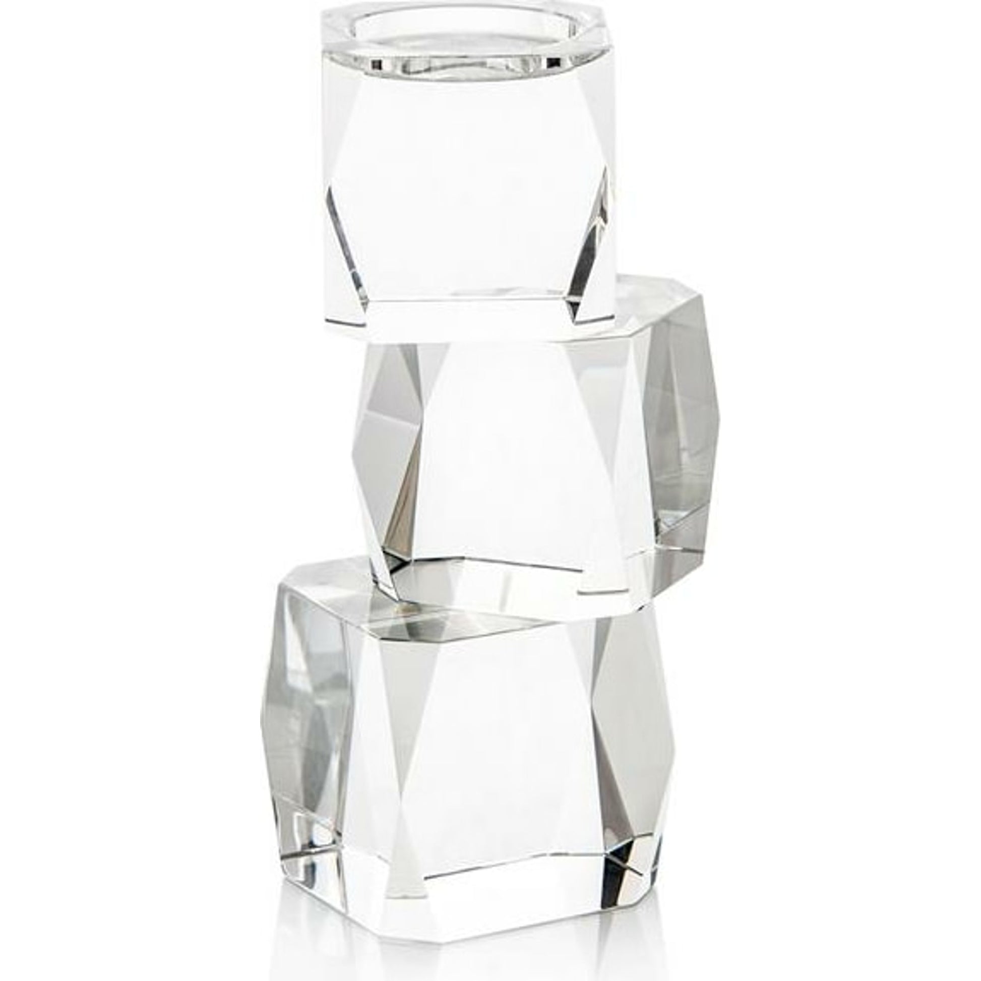 Crystal Cubist Candleholder by John-Richard in natural. Made from crystal in a modern style.