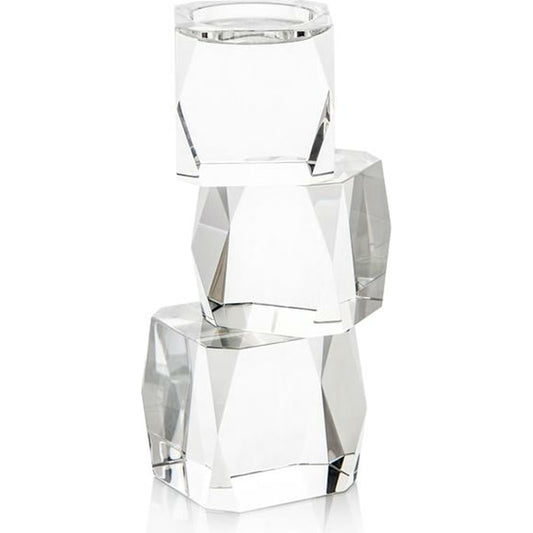 Crystal Cubist Candleholder by John-Richard in natural. Made from crystal in a modern style.