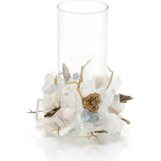 Illuminator Vase in Crystals and Brass by John-Richard in brass. Made from brass, glass in a transitional style.