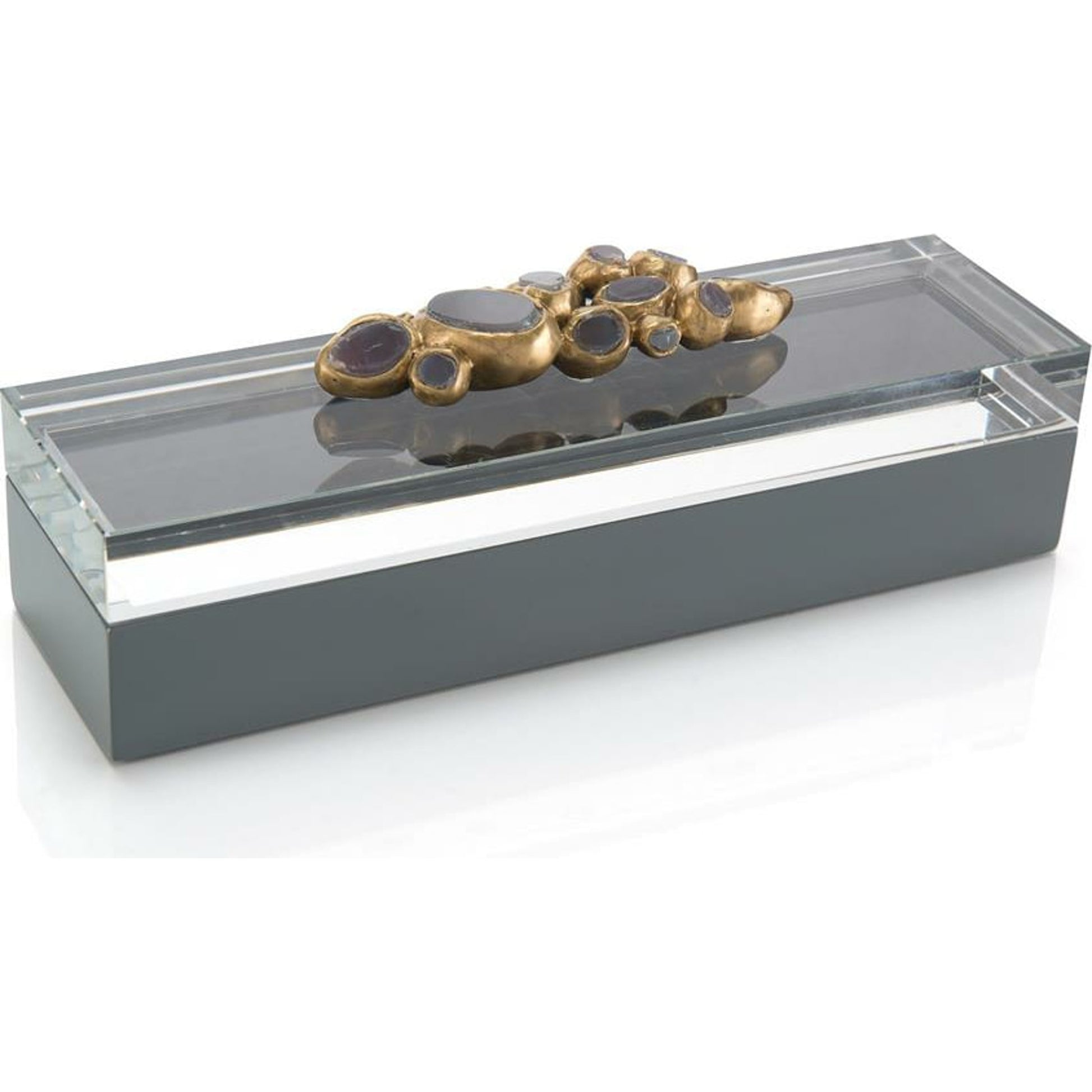 Encased Agate Box by John-Richard in black. Made from crystal in a modern style.
