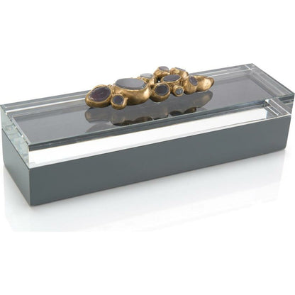 Encased Agate Box by John-Richard in black. Made from crystal in a modern style.