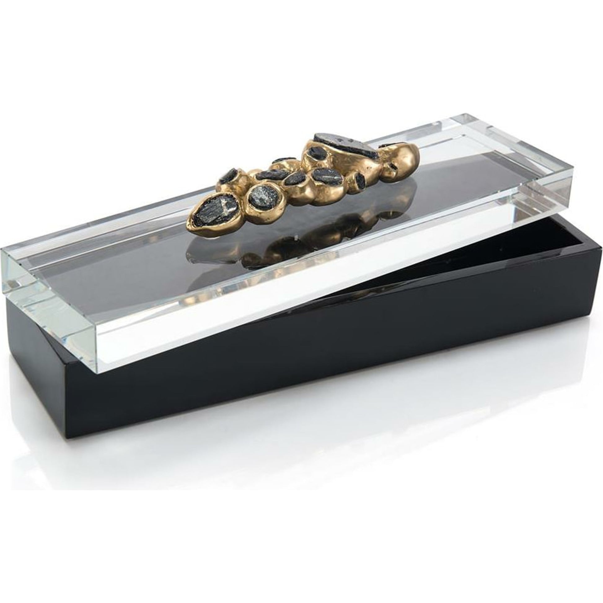Encased Agate Box by John-Richard in black. Made from crystal in a modern style.