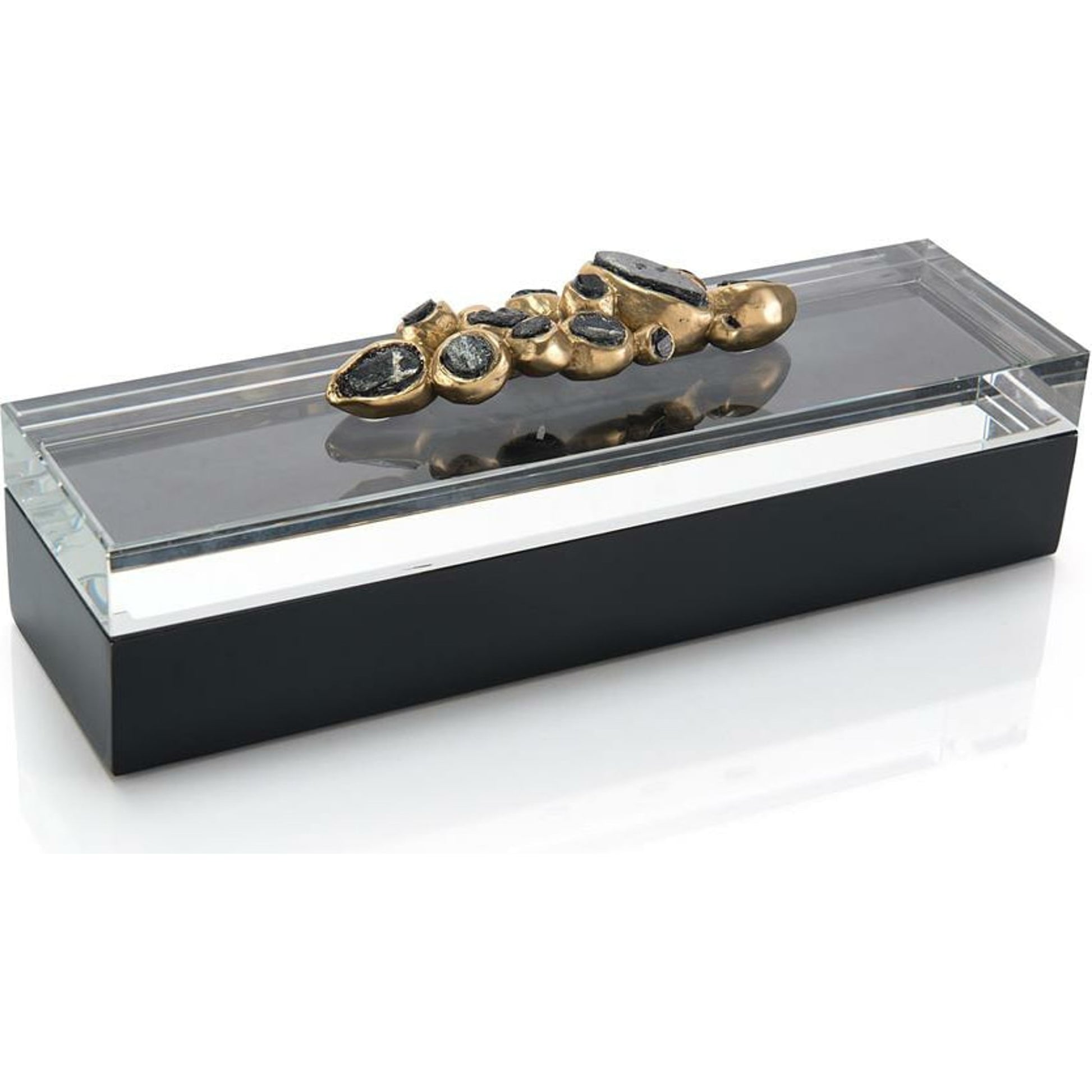 Encased Agate Box by John-Richard in black. Made from crystal in a modern style.