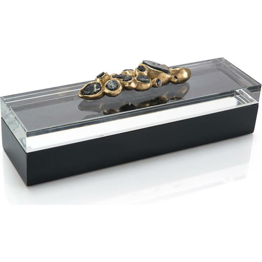 Encased Agate Box by John-Richard in black. Made from crystal in a modern style.