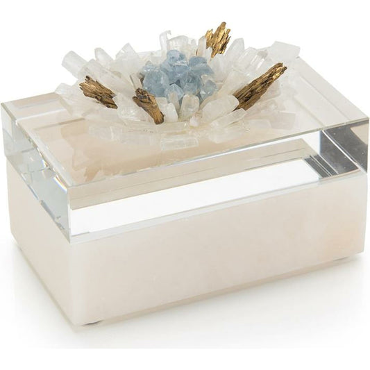 Festooned in Stones Box with Celestite by John-Richard in alabaster. Made from crystal in a transitional style.