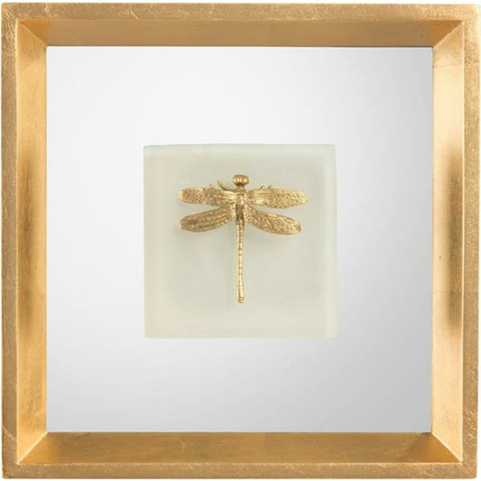 Dragonfly on Alabaster by John-Richard in alabaster, brass, gold. Made from brass in a transitional style.