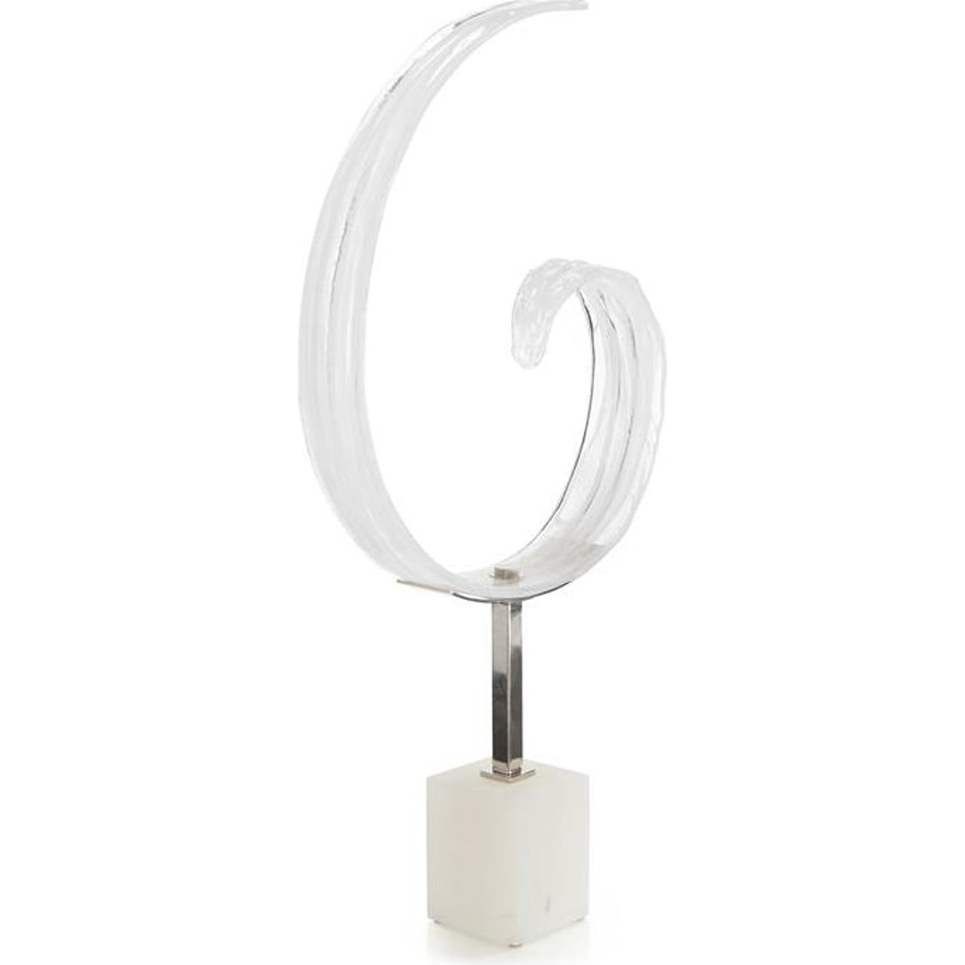 Clear and White Glass Curl II by John-Richard in alabaster, clear, white. Made from glass in a modern style.