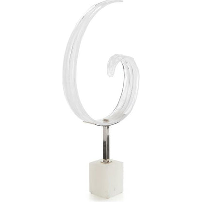 Clear and White Glass Curl II by John-Richard in alabaster, clear, white. Made from glass in a modern style.