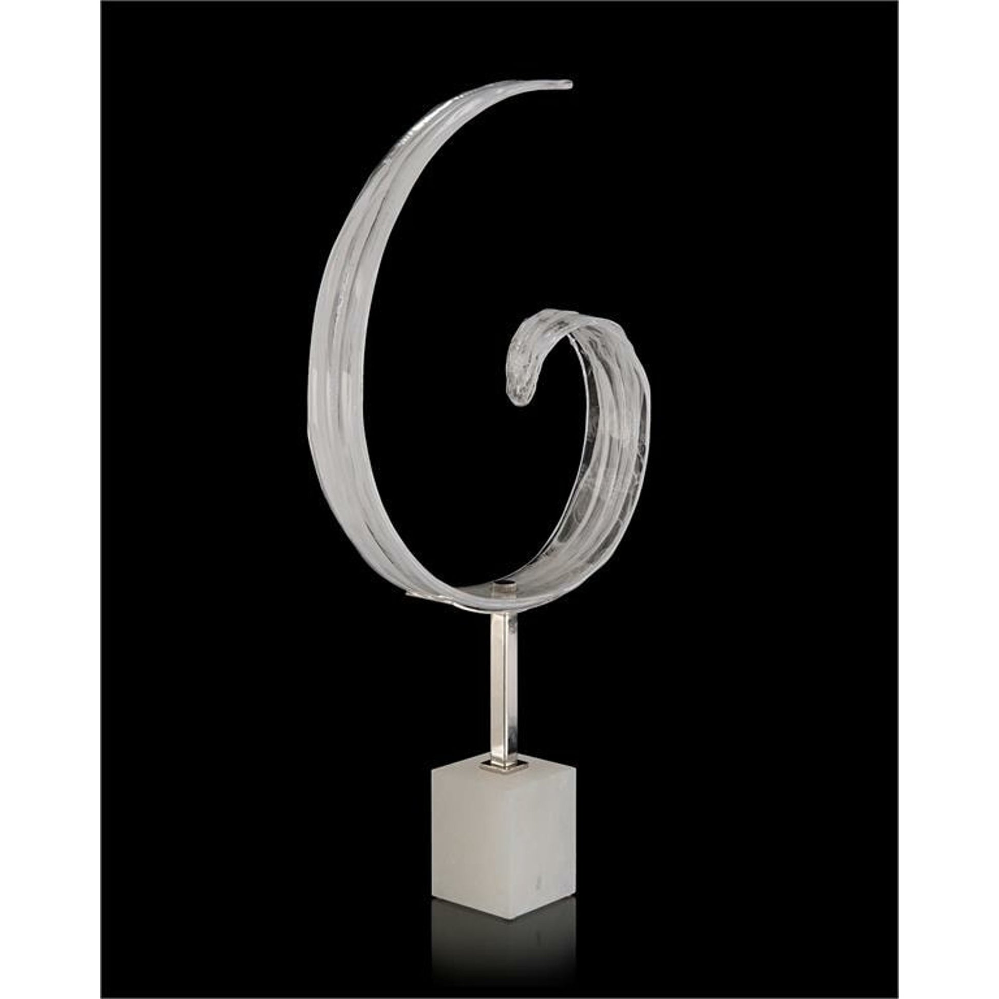 Clear and White Glass Curl II by John-Richard in alabaster, clear, white. Made from glass in a modern style.