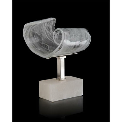 Clear and White Horizontal Glass Curl by John-Richard in alabaster, clear, nickel, white. Made from glass, nickel in a modern style.