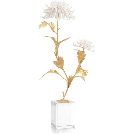 Avignon Chrysanthemums by John-Richard in gold, white. Made from crystal in a transitional style.