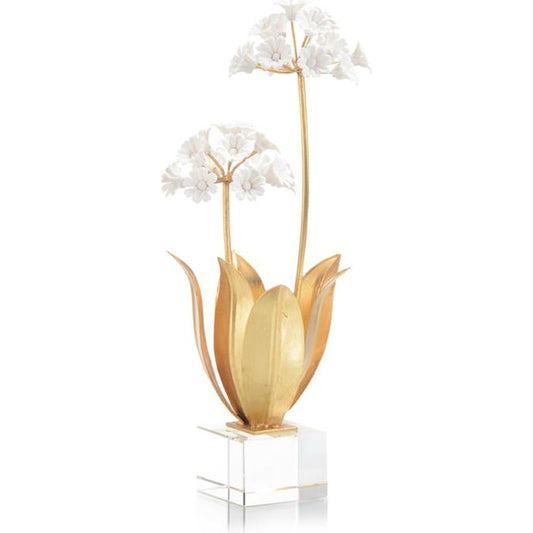 Allium Moly in Porcelain by John-Richard in gold, white. Made from crystal in a transitional style.