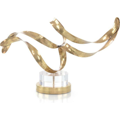 Antique Brass Sculptural Ribbons III by John-Richard in brass. Made from brass, metal in a modern style.