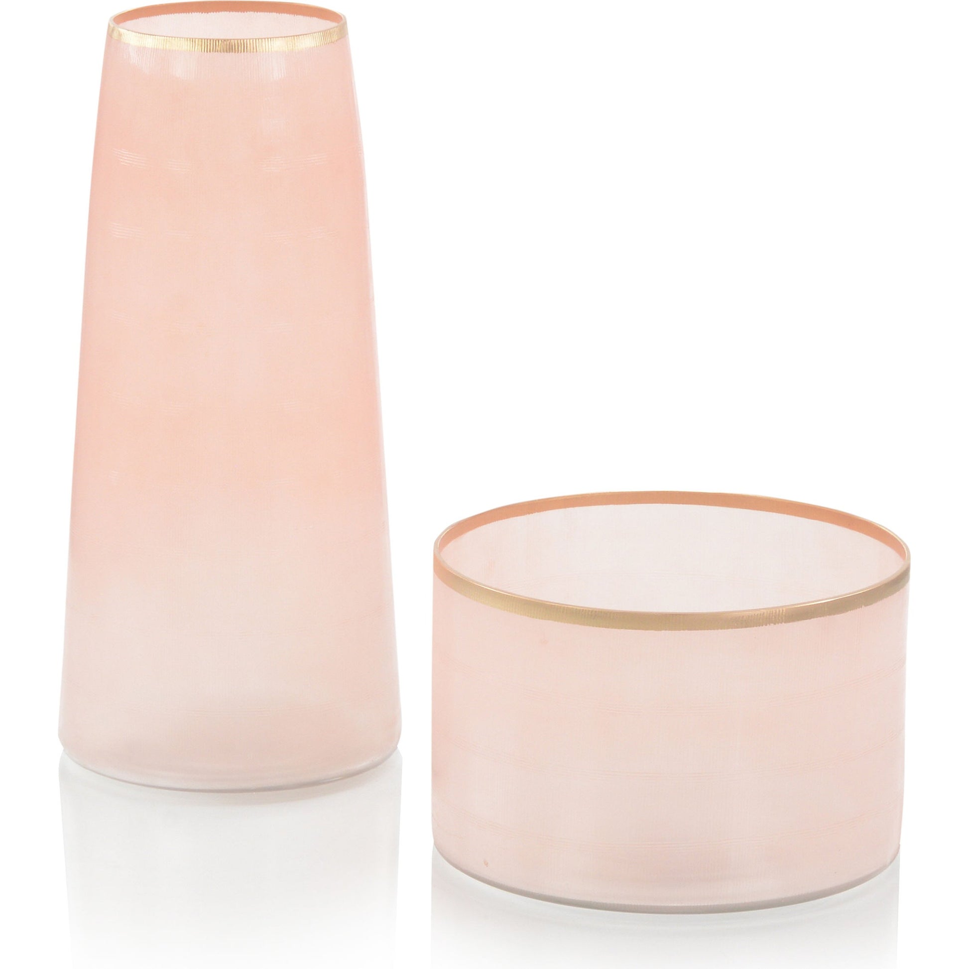 Palest of Pink Glass Vases by John-Richard in gold, pink and pink, gold. Made from 100% glass in a eclectic & global style.
