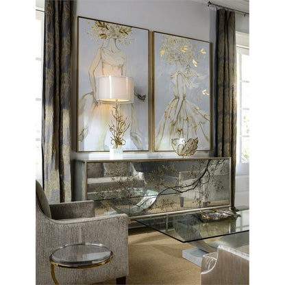 Double Oyster Bowl by John-Richard in gold, silver. Made from unique in a transitional style.