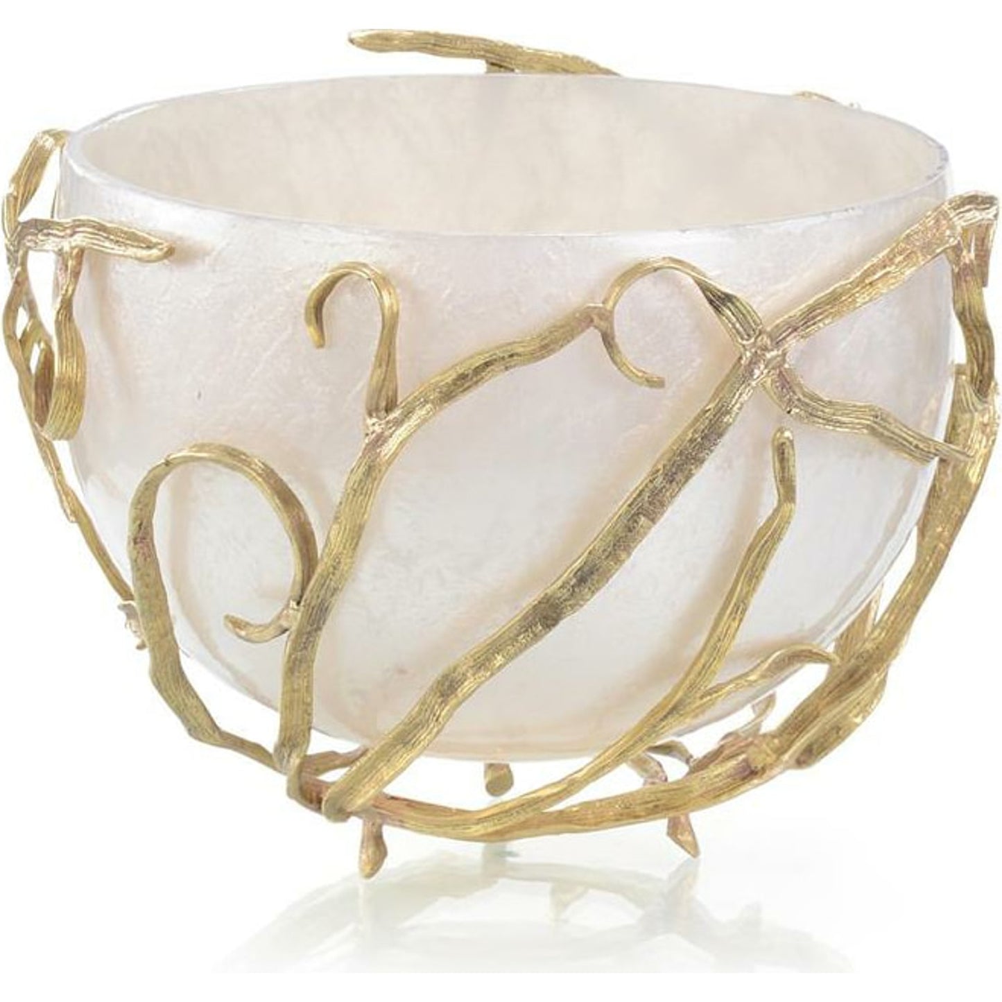 000 SR-865297 | Primary Silo | Reeds Bowl by John-Richard in brass, cream, white. Made from brass, glass in a modern style.