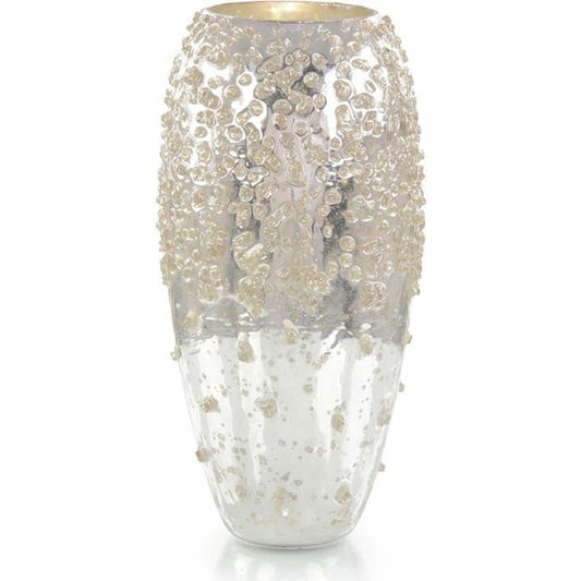 Encrusted Sparkle Vase by John-Richard in silver. Made from glass in a transitional style.