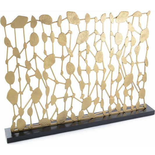 Abstract Sculptural Fire Screen by John-Richard in black, brass. Made from brass in a modern style.