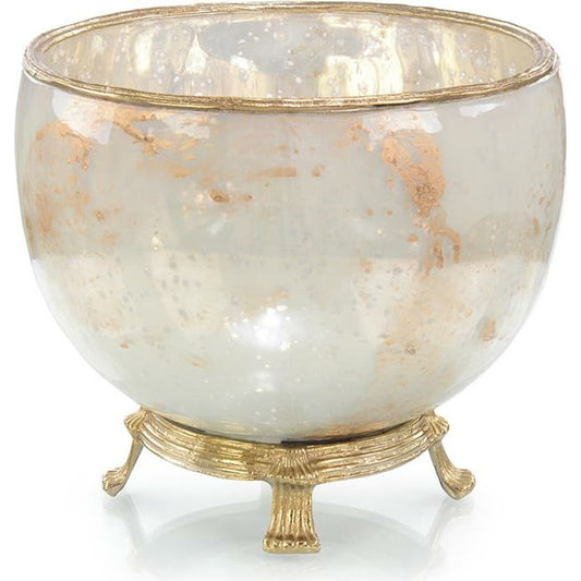 Simply Classic Pearlized Bowl by John-Richard in brass, cream, silver. Made from brass in a transitional style.