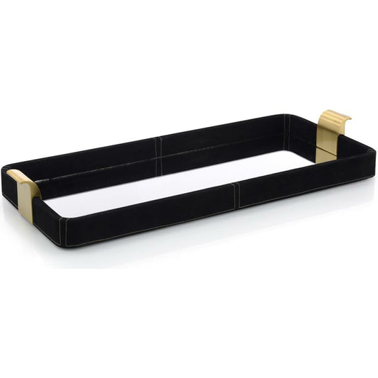 Black Suede and Mirror Tray II by John-Richard in black. Made from unique in a modern style.