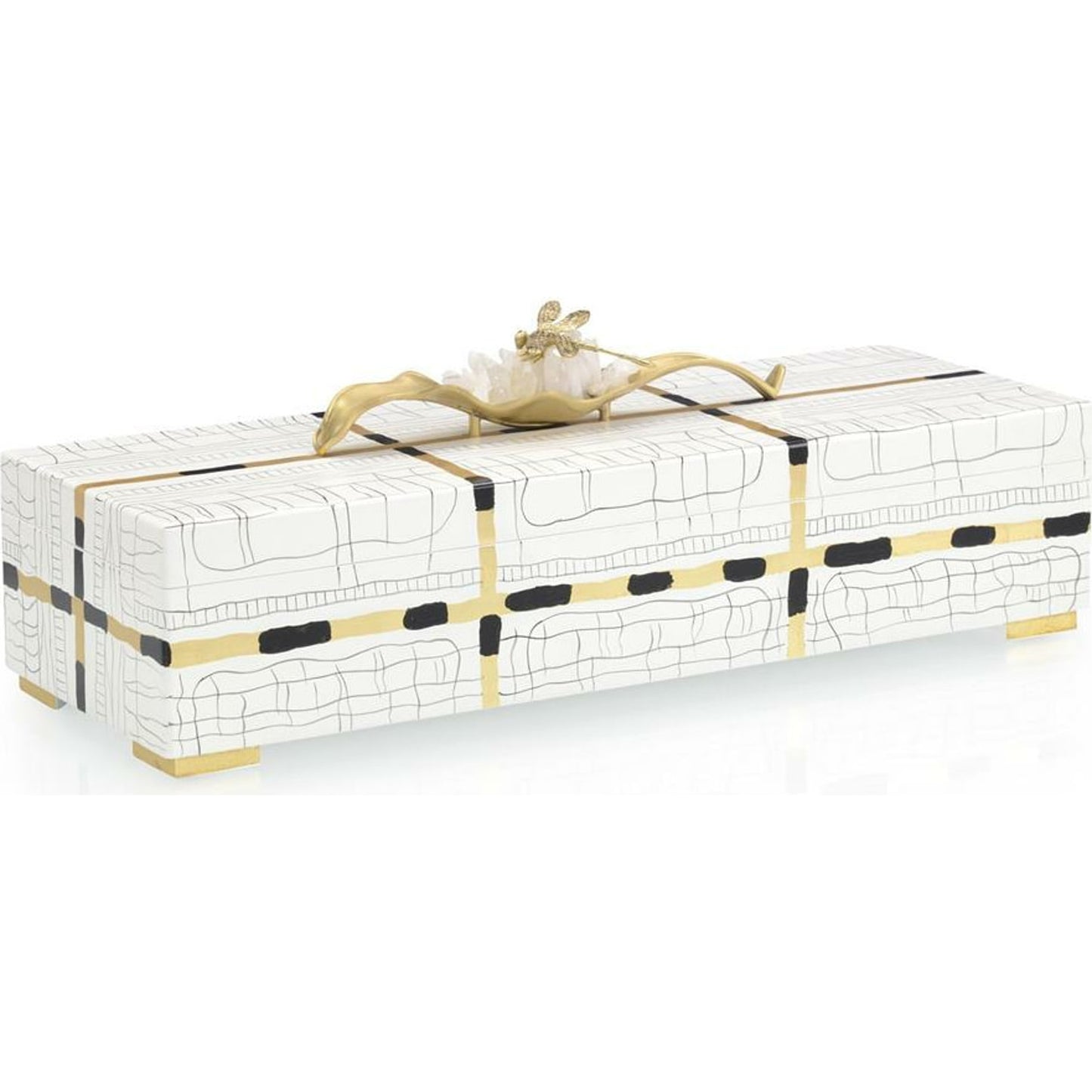 000 SR-863727 | Primary Silo | Dragonfly Box by John-Richard in black, brass, gold, white. Made from brass in a modern style.