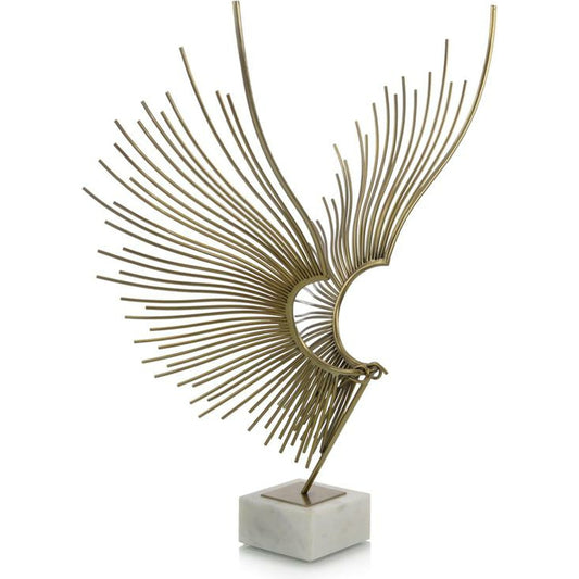 Abstract Bird Sculpture by John-Richard in brass, white. Made from brass in a modern style.