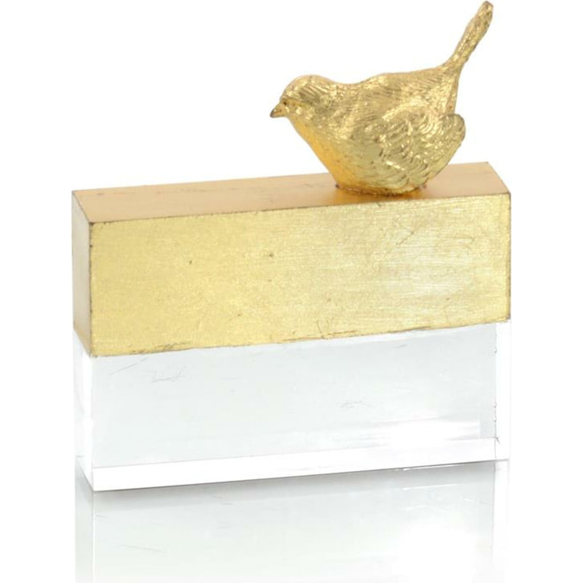 Chickadee by John-Richard in clear, gold. Made from acrylic in a transitional style.