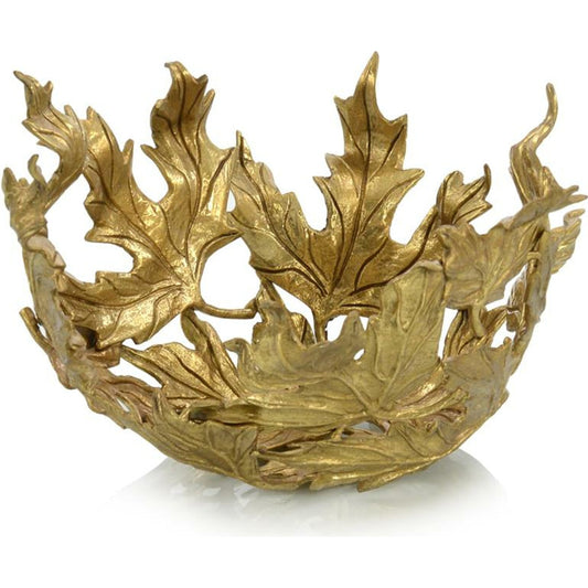 Falling Leaves Petite Bowl by John-Richard in brass. Made from brass in a rustic style.
