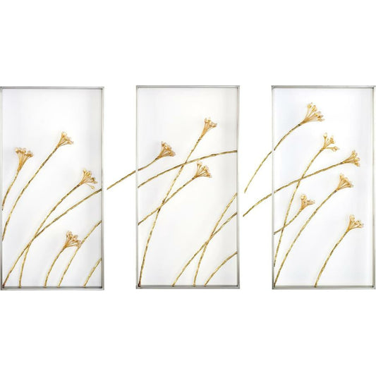 Windswept Triptych Wall Panels by John-Richard in brass. Made from brass in a modern style.