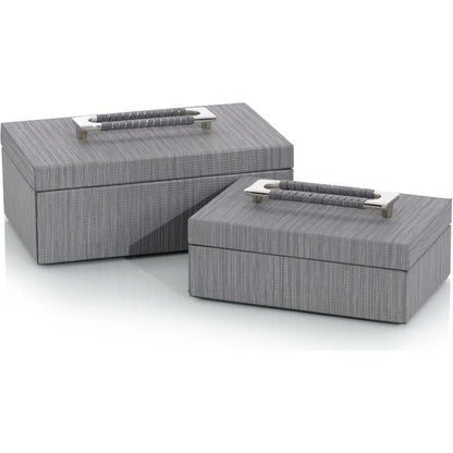 Confetti Leather Boxes by John-Richard in nickel. Made from leather, nickel in a transitional style.