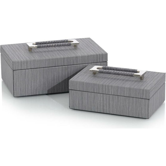 Confetti Leather Boxes by John-Richard in nickel. Made from leather, nickel in a transitional style.
