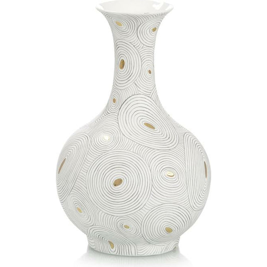 White Porcelain Vase with Gold I by John-Richard in black, gold, white. Made from unique in a eclectic & global style.