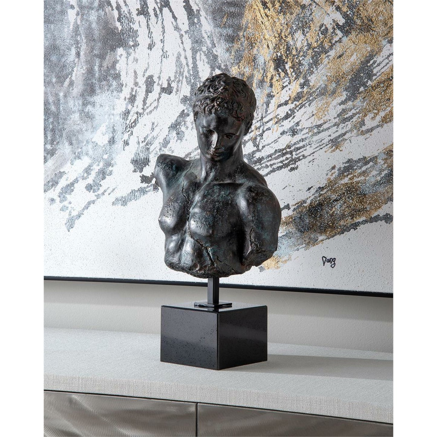001 SR-864227 | Lifestyle | Greek Bust by John-Richard in black, bronze. Made from bronze in a traditional style.