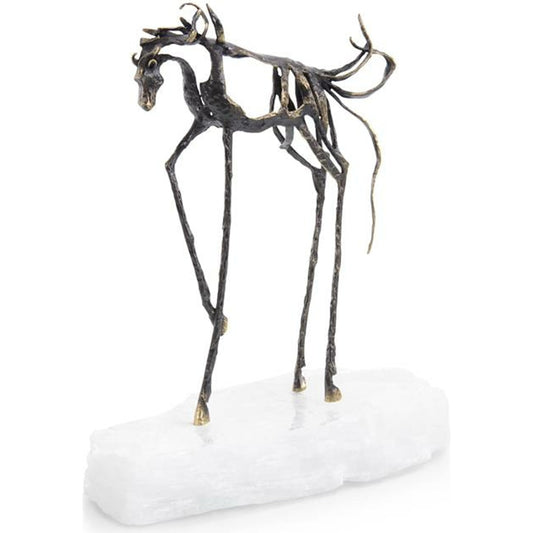 Sculptural Horse on Selenite by John-Richard in natural. Made from unique in a rustic style.