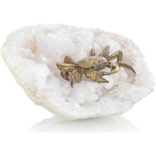 Crab on Geode by John-Richard in brass. Made from brass in a coastal style.