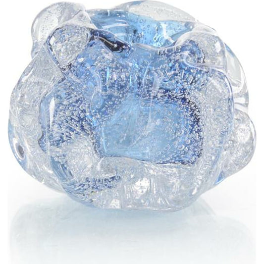 Glass Nugget Sculpture I by John-Richard in blue, clear. Made from crystal, glass in a coastal style.