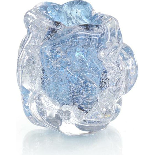 Glass Nugget Sculpture II by John-Richard in blue, clear. Made from crystal, glass in a coastal style.